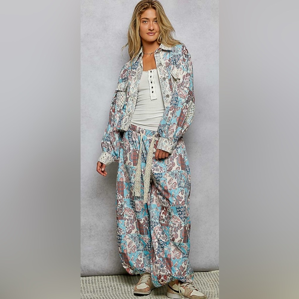 POL Women's Floral Patterned Jogger and Top or Jacket Set